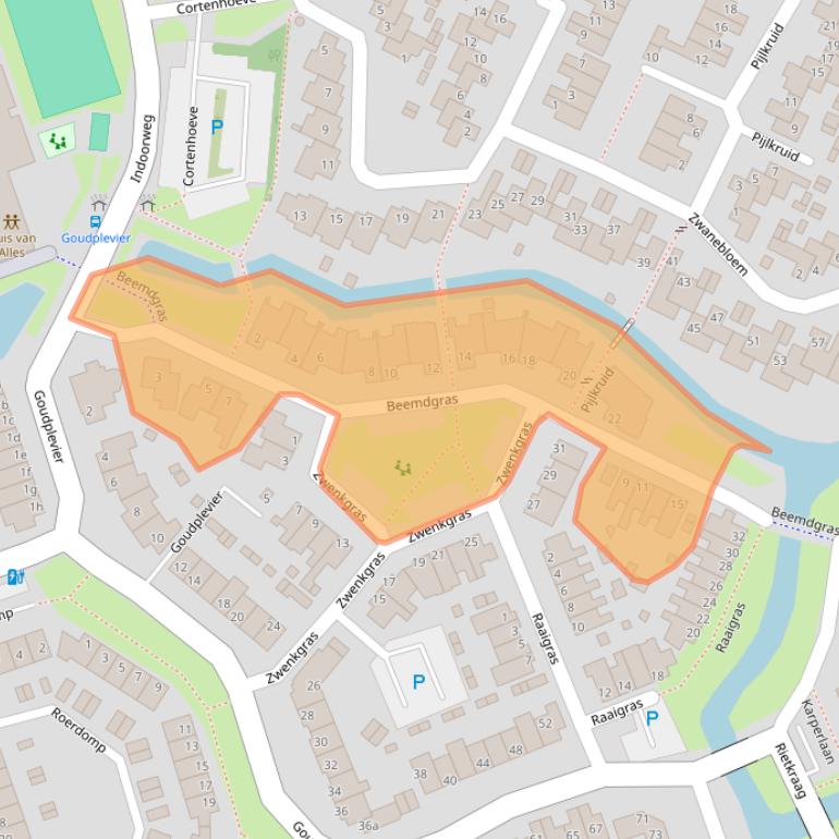 Kaart van postcodegebied 2411DX.