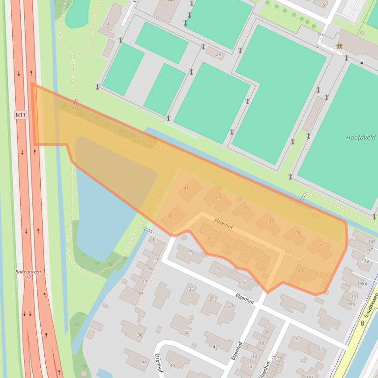 Kaart van postcodegebied 2411HN.