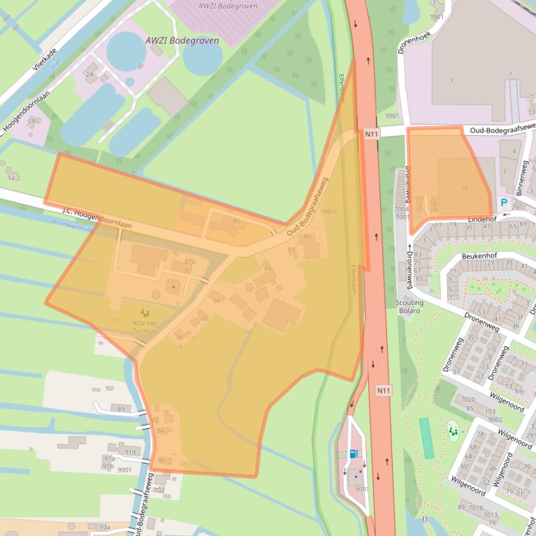 Kaart van postcodegebied 2411HW.