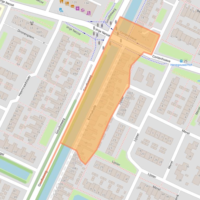 Kaart van postcodegebied 2411JE.