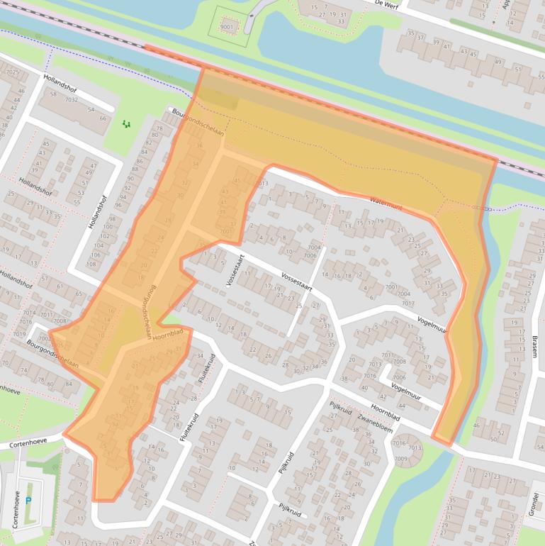 Kaart van postcodegebied 2411KJ.