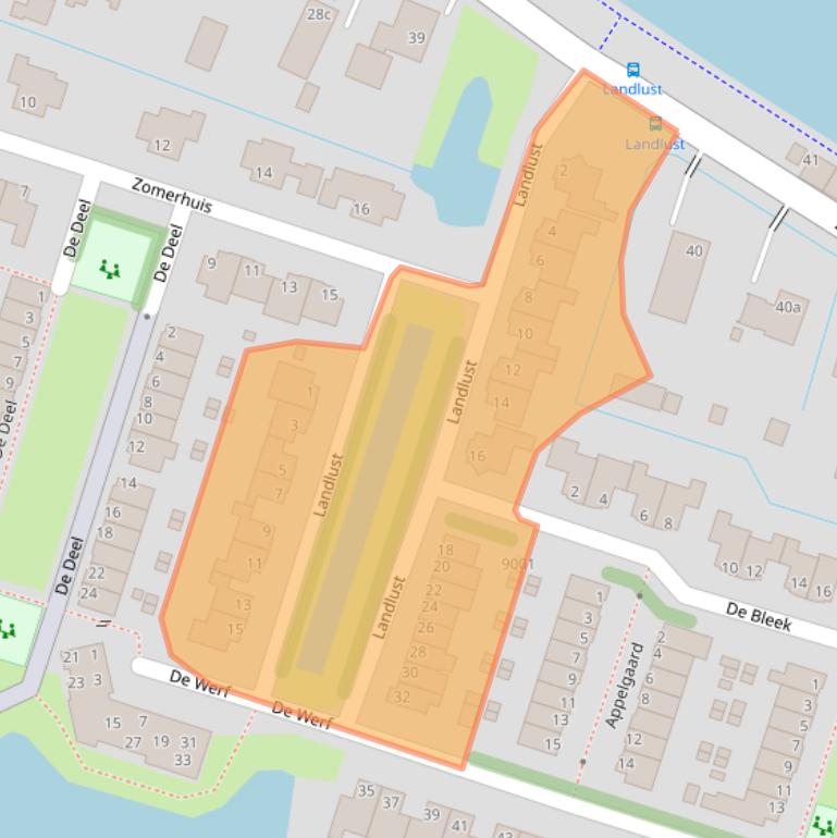 Kaart van postcodegebied 2411RJ.