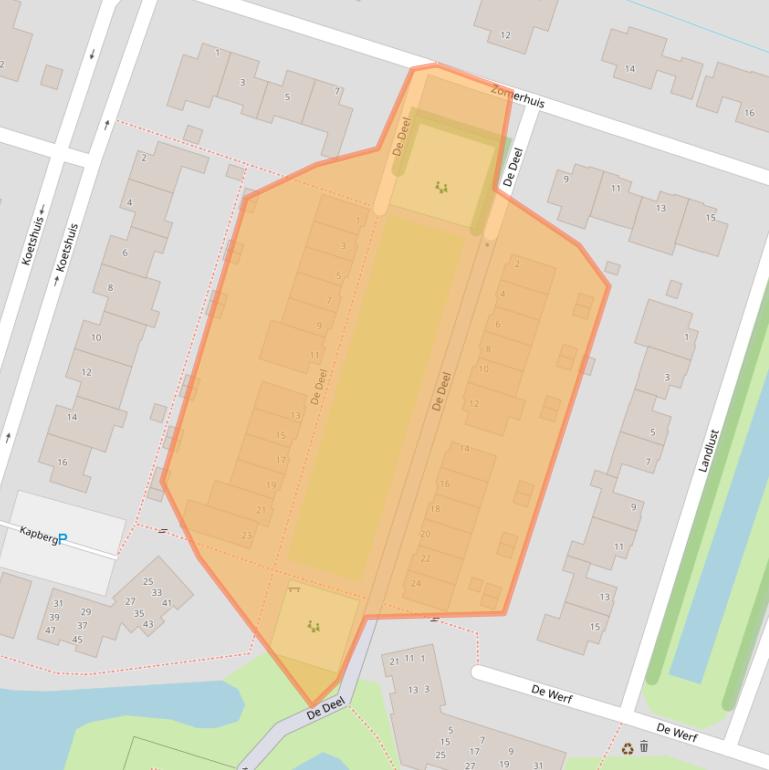 Kaart van postcodegebied 2411SH.