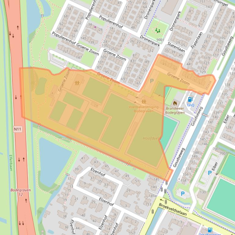 Kaart van postcodegebied 2411SL.