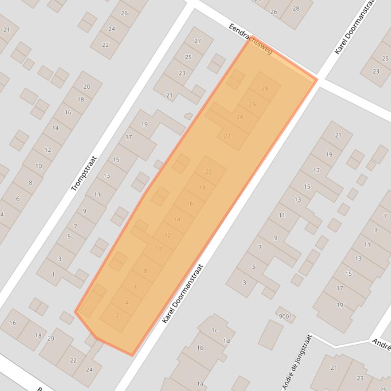 Kaart van postcodegebied 2411VE.