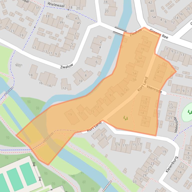 Kaart van postcodegebied 2411ZA.