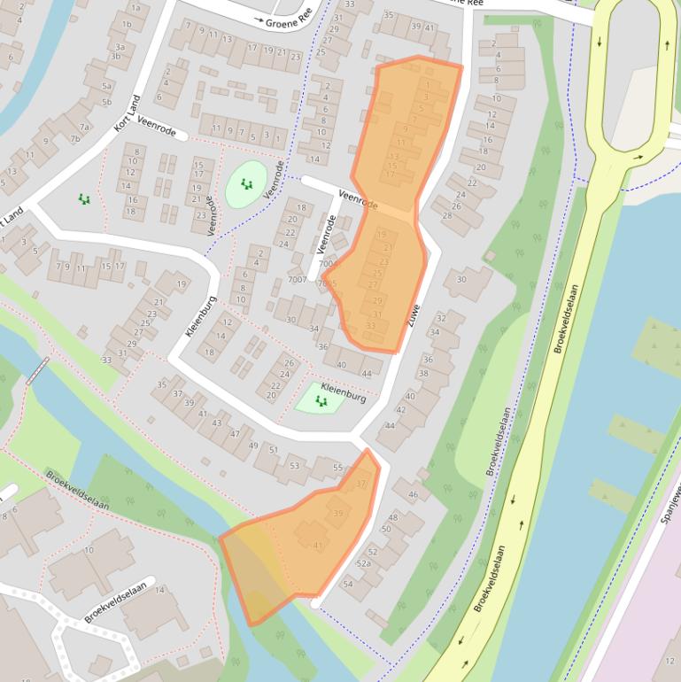 Kaart van postcodegebied 2411ZJ.