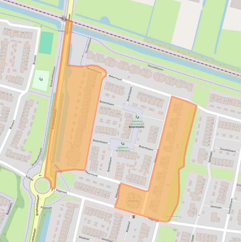 Kaart van postcodegebied 2412AB.