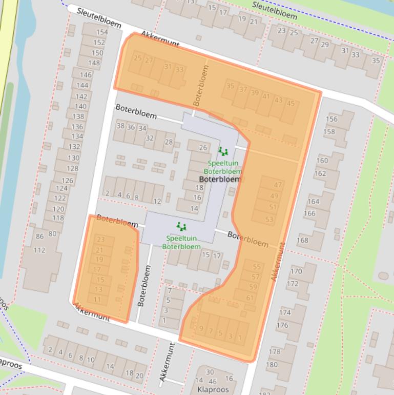 Kaart van postcodegebied 2412AE.