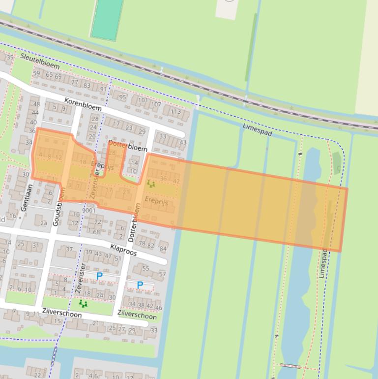 Kaart van postcodegebied 2412AR.