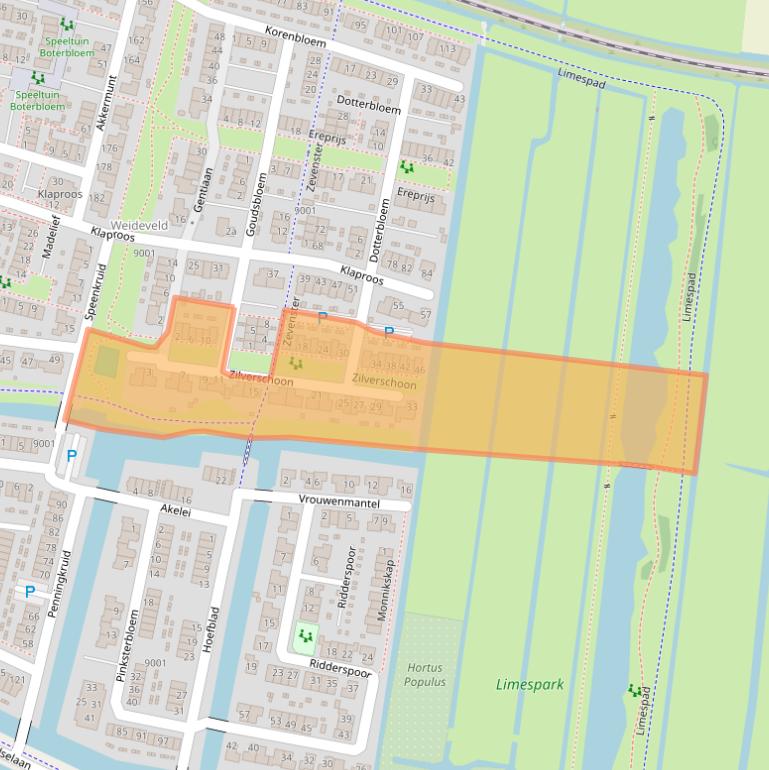 Kaart van postcodegebied 2412AW.