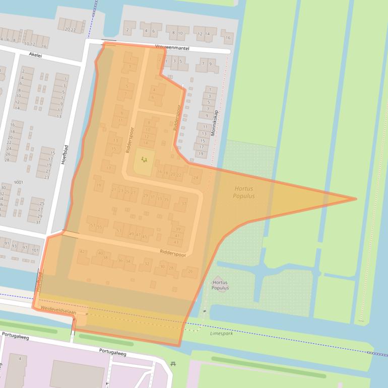 Kaart van postcodegebied 2412AX.