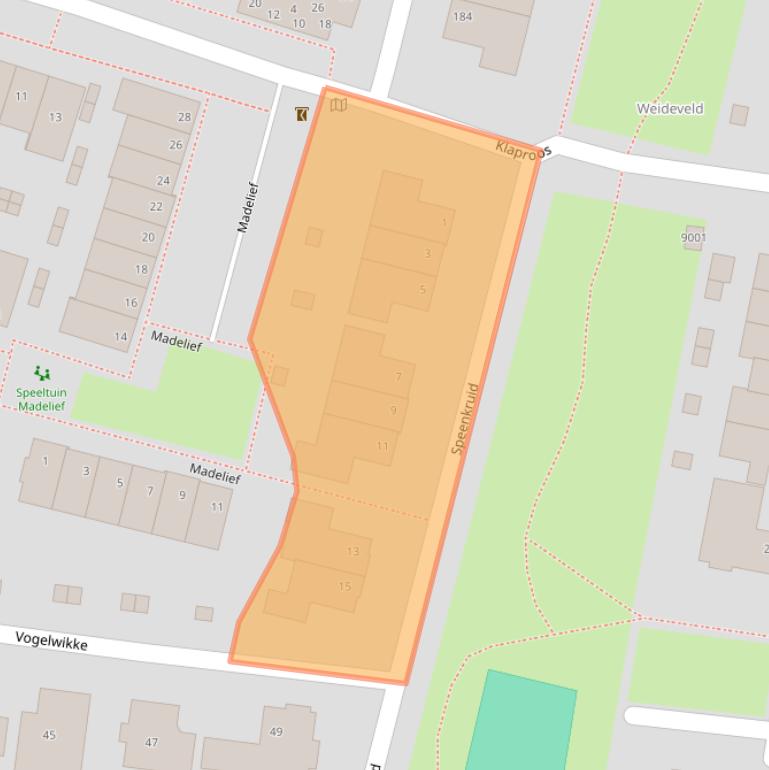 Kaart van postcodegebied 2412BA.