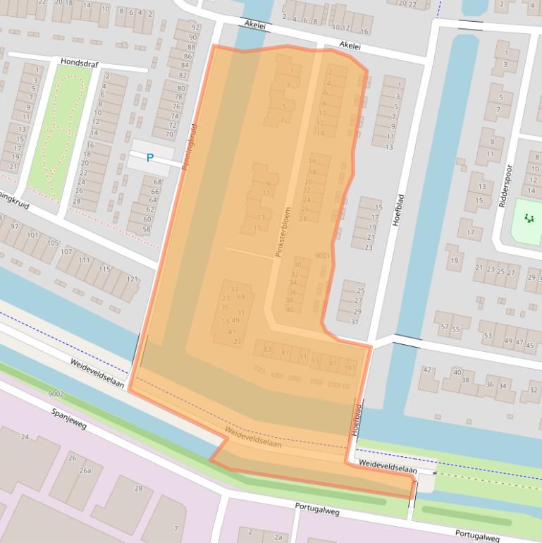 Kaart van postcodegebied 2412BC.