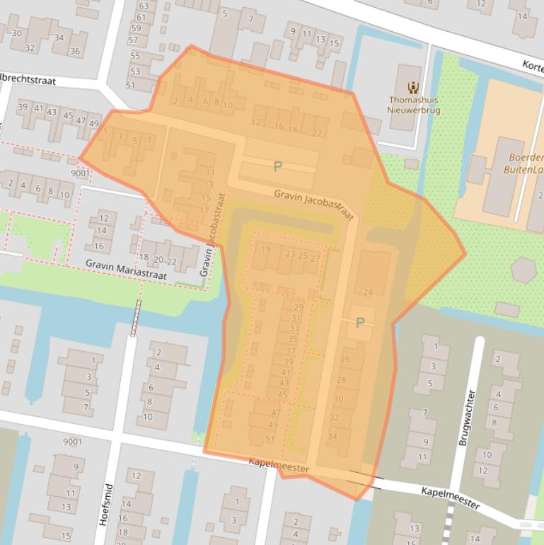 Kaart van postcodegebied 2415AX.