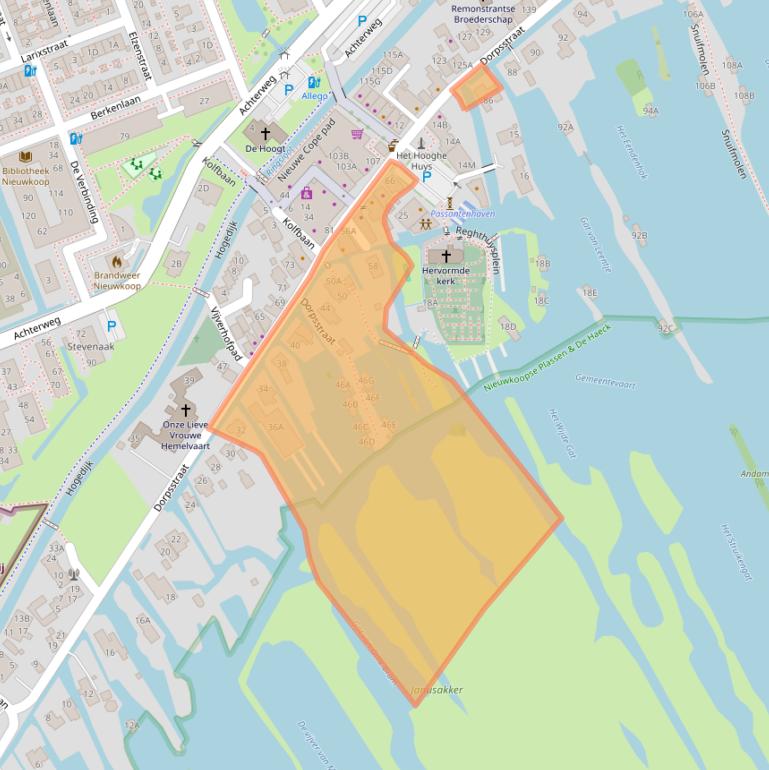 Kaart van postcodegebied 2421BB.