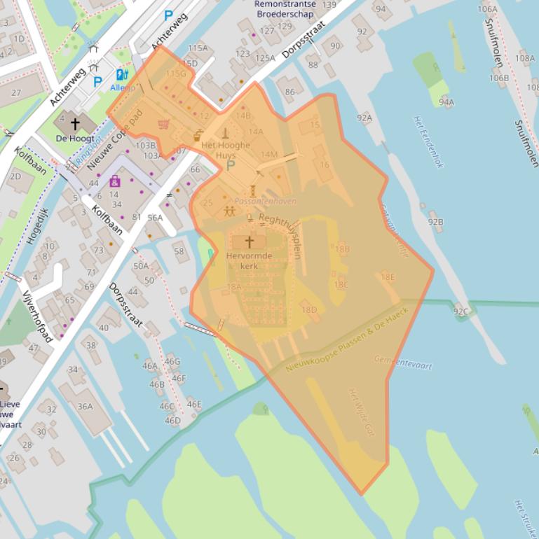 Kaart van postcodegebied 2421BE.