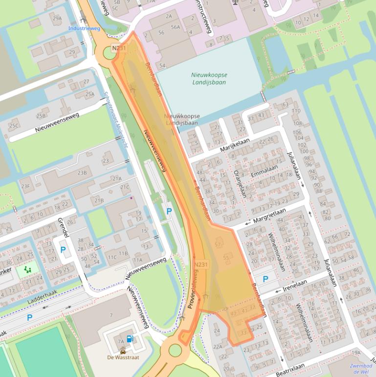 Kaart van postcodegebied 2421CC.