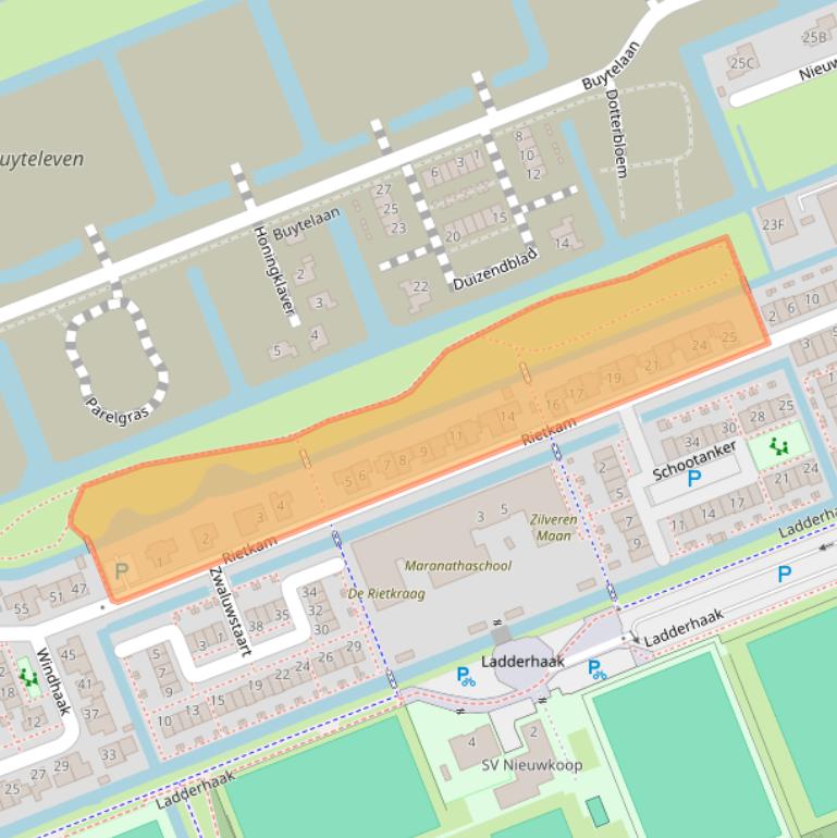 Kaart van postcodegebied 2421NN.