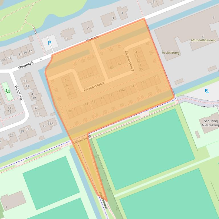 Kaart van postcodegebied 2421NP.