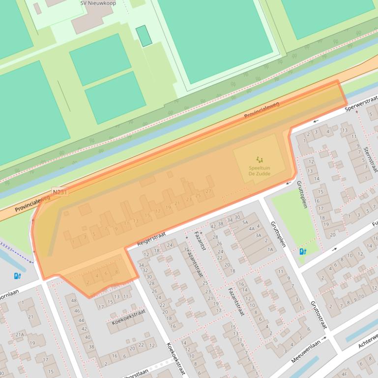 Kaart van postcodegebied 2421XG.