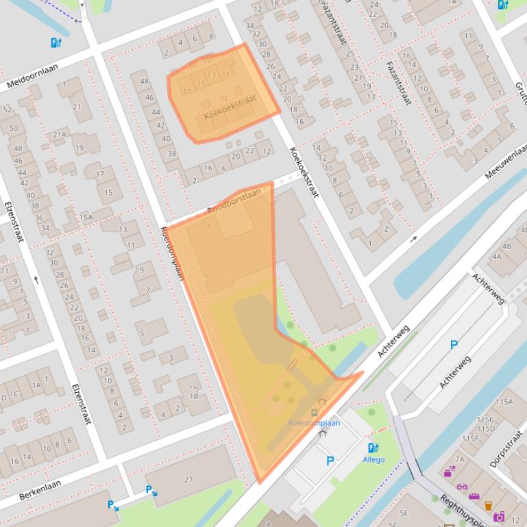 Kaart van postcodegebied 2421XH.