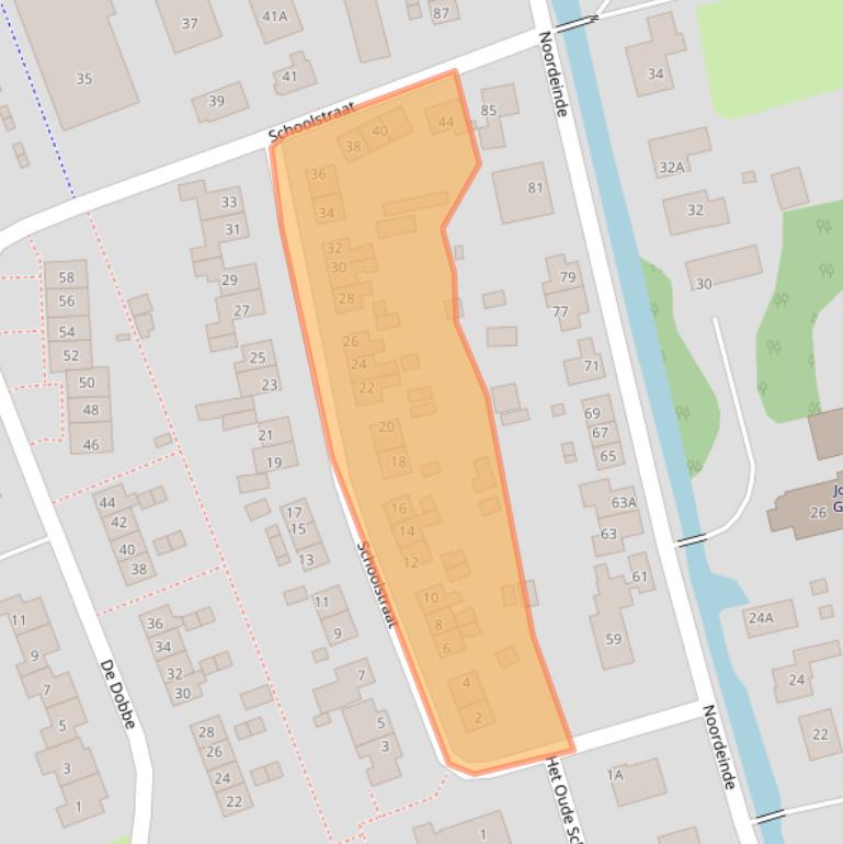 Kaart van postcodegebied 2435AB.