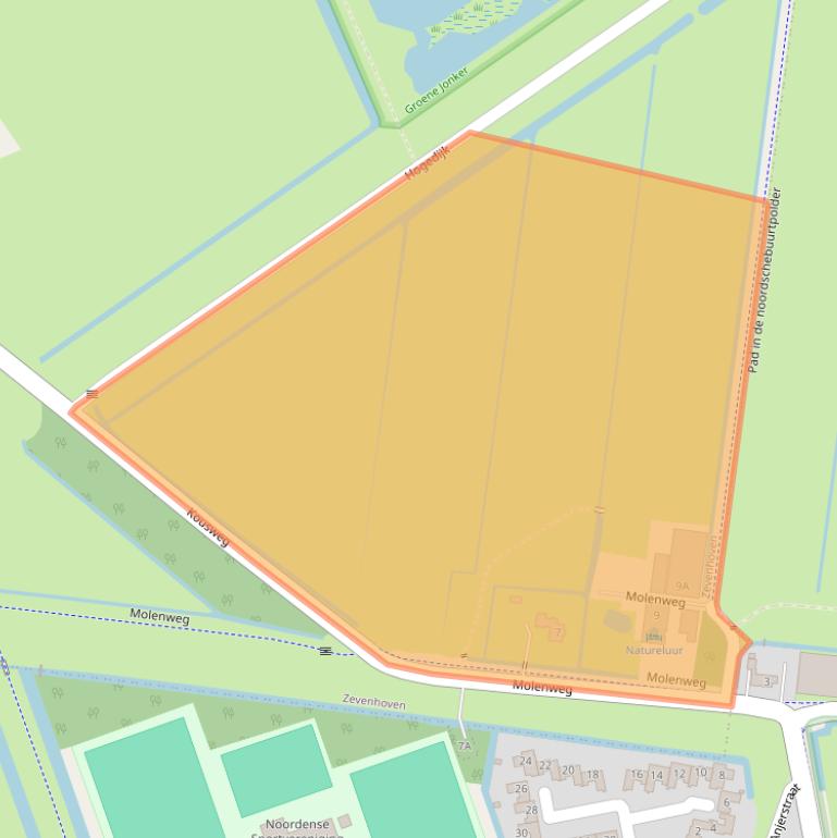 Kaart van postcodegebied 2435NV.