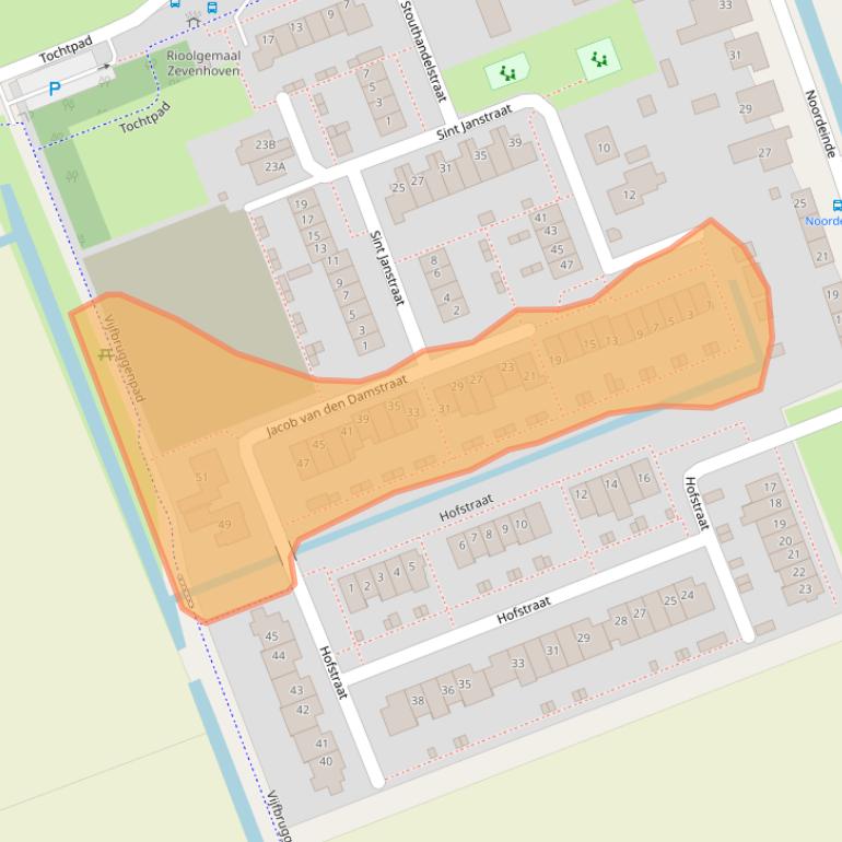 Kaart van postcodegebied 2435WJ.