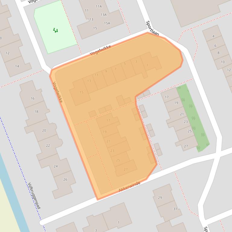 Kaart van postcodegebied 2435WK.