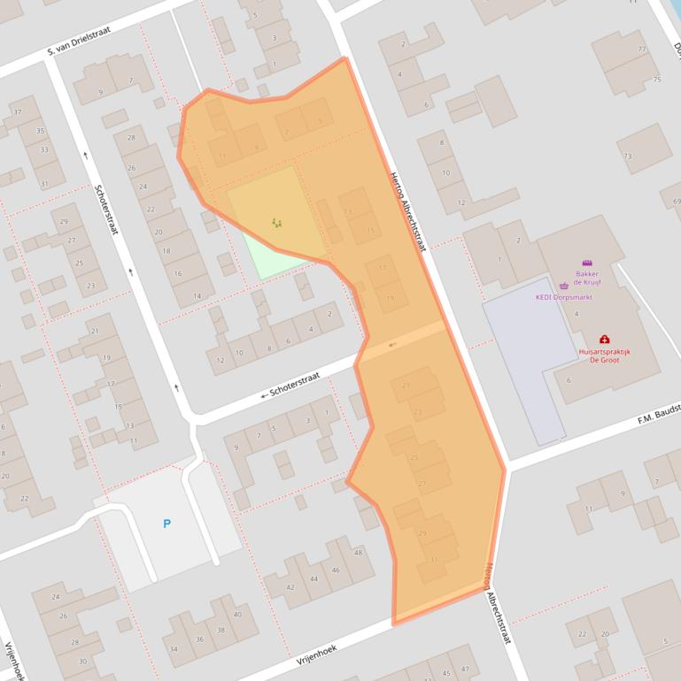 Kaart van postcodegebied 2435XA.