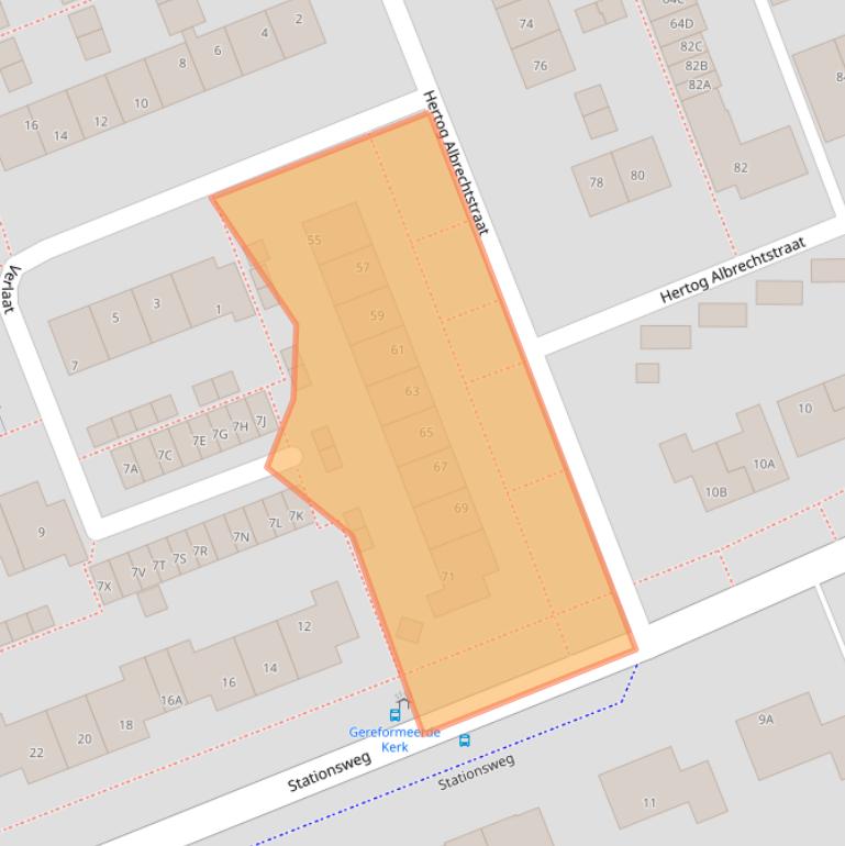 Kaart van postcodegebied 2435XB.