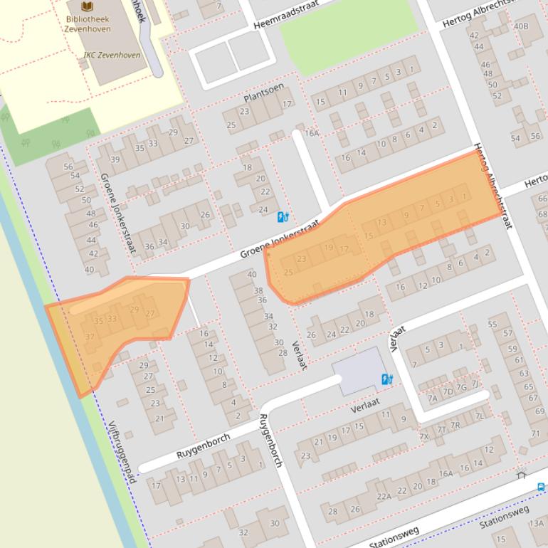 Kaart van postcodegebied 2435XH.