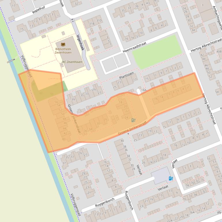 Kaart van postcodegebied 2435XJ.