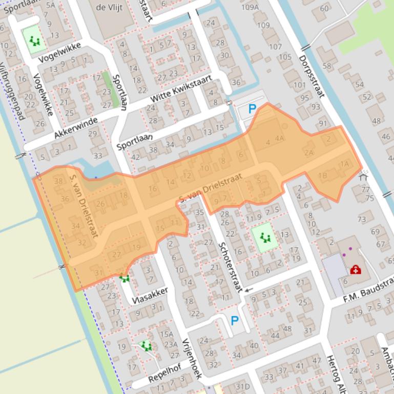 Kaart van postcodegebied 2435XP.
