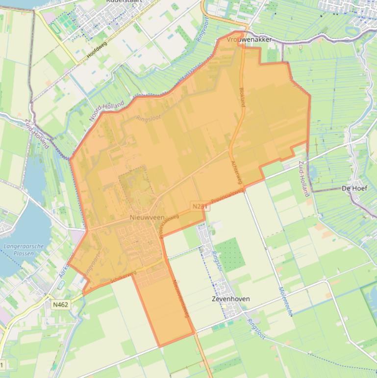 Kaart van postcodegebied 2441.