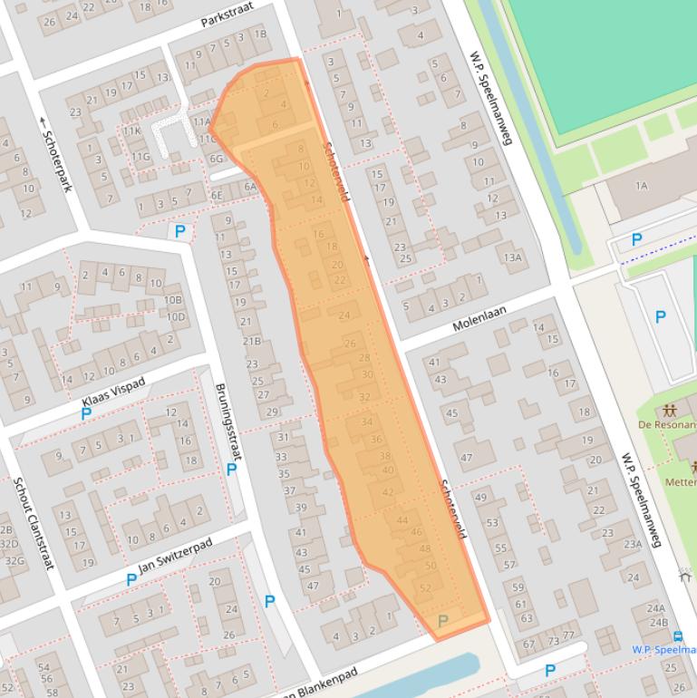 Kaart van postcodegebied 2441AX.