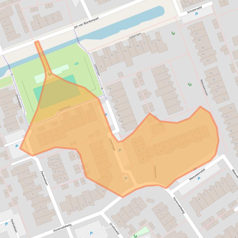 Kaart van postcodegebied 2441BB.