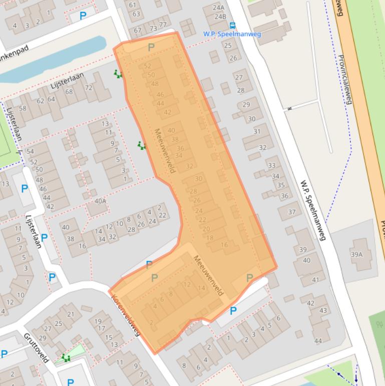 Kaart van postcodegebied 2441BE.