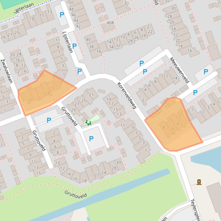 Kaart van postcodegebied 2441BH.