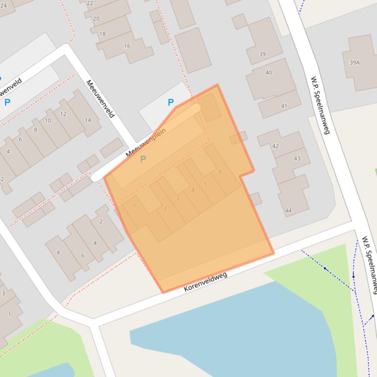 Kaart van postcodegebied 2441BJ.