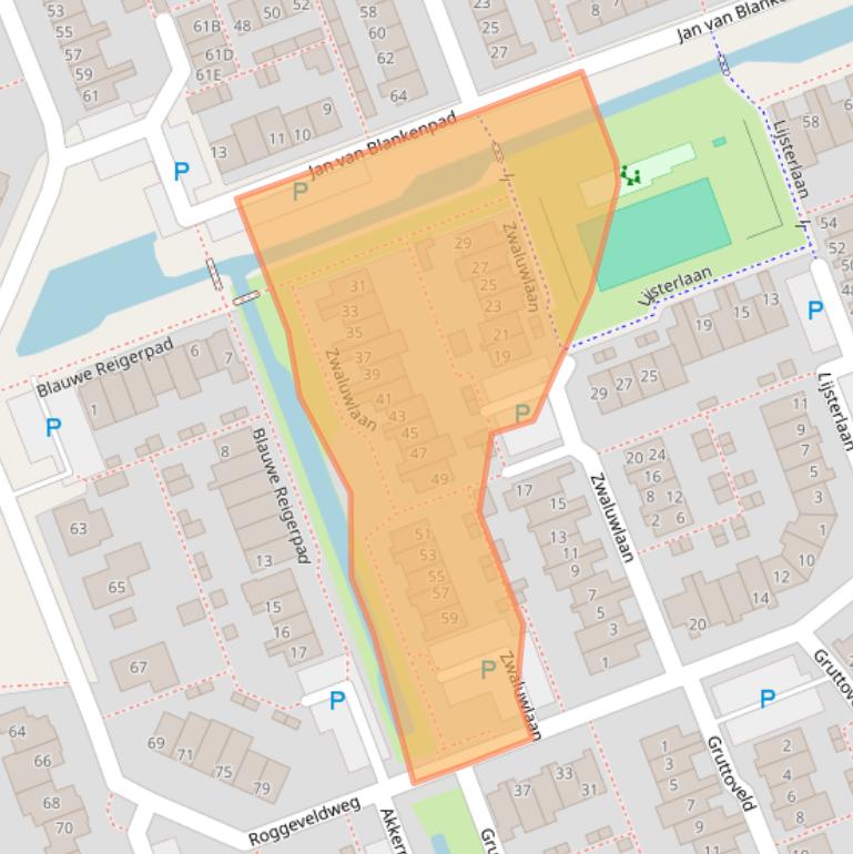 Kaart van postcodegebied 2441BK.