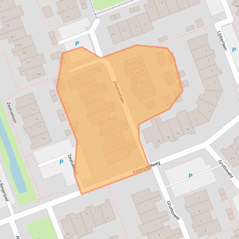 Kaart van postcodegebied 2441BL.