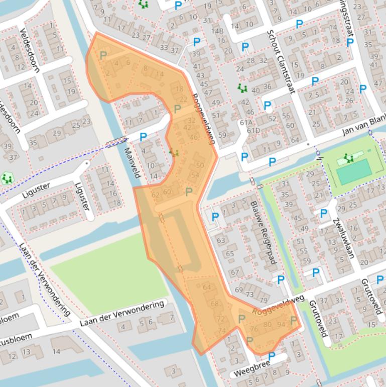 Kaart van postcodegebied 2441BM.