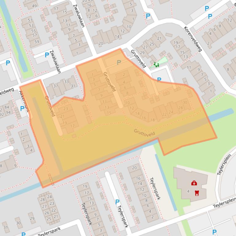 Kaart van postcodegebied 2441BP.