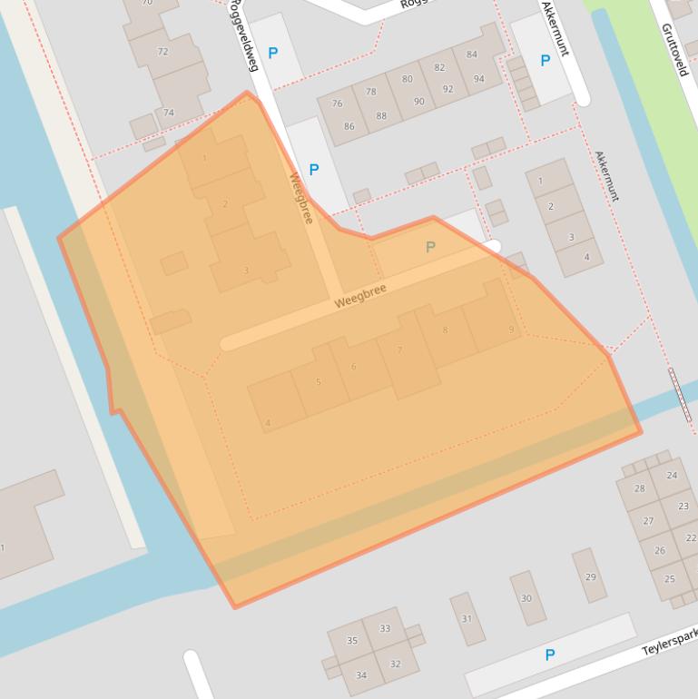 Kaart van postcodegebied 2441BV.