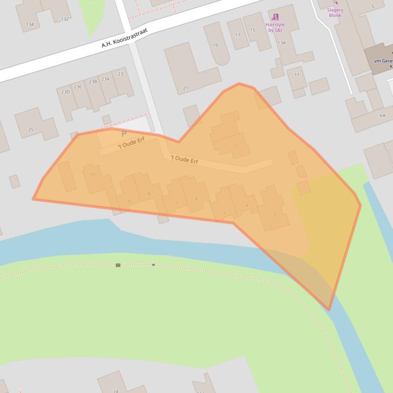 Kaart van postcodegebied 2441BW.