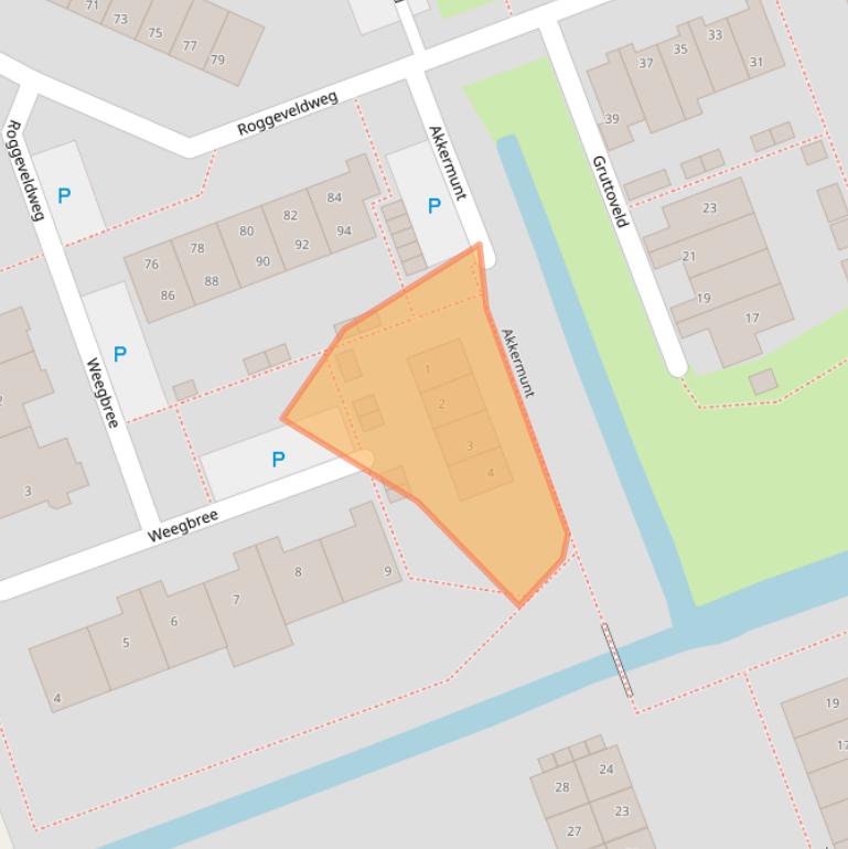 Kaart van postcodegebied 2441BX.