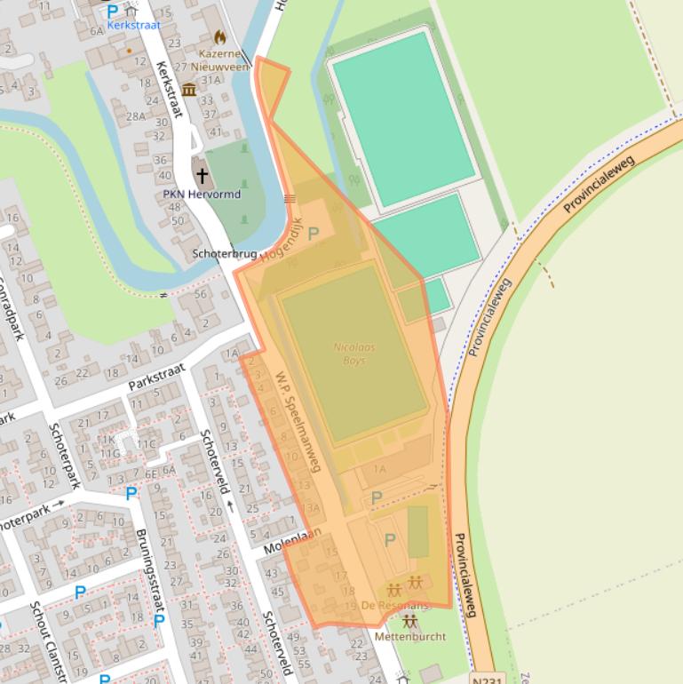 Kaart van postcodegebied 2441CA.