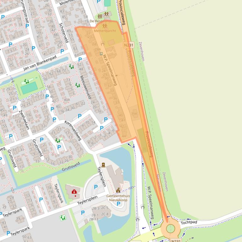 Kaart van postcodegebied 2441CB.